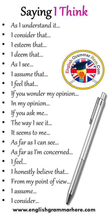Different ways to say I think 🤔