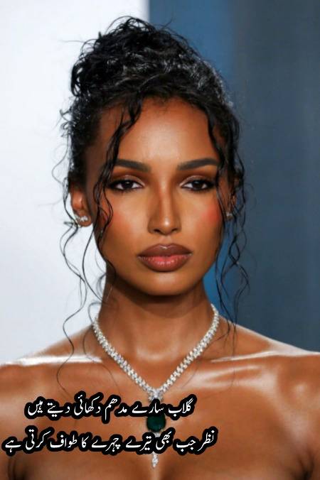 گلاب سارے مدھم دکھائی دیتے ہیں
🔥🔥
نظر جب بھی تیرے چہرے کا طواف کرتی ہے