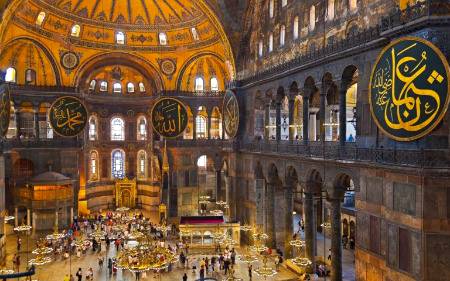 The stunning interior of Hagia Sophia Museum in Istanbul Turki