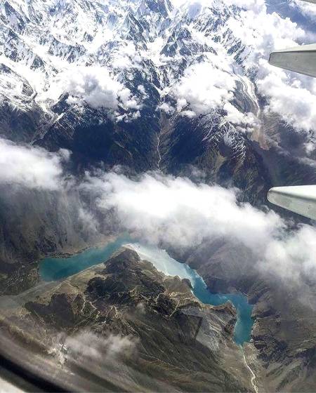 Breathtaking view of Attabad lake from a plane enroute to china😍