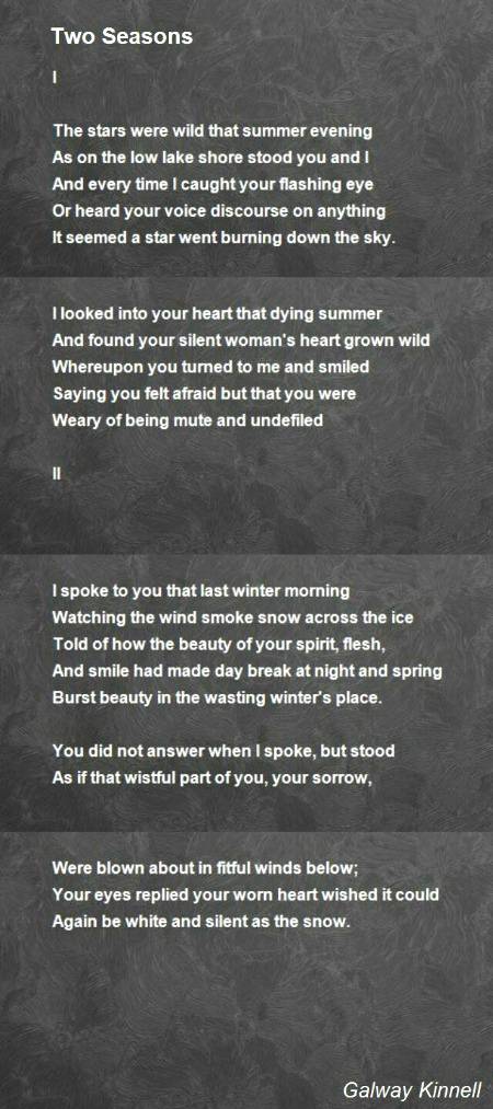 || Seasons ♤Galway Kinnell♤
