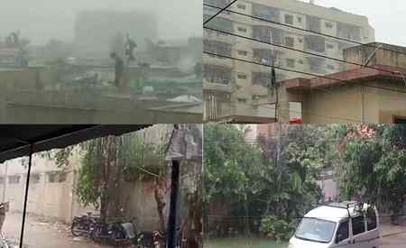 کراچی میں بارش سے ایک بار پھر جل تھل ایک، سڑکیں ڈوب گئیں



کراچی (92 نیوز) کراچی میں بارش سے ایک بار پھر جل تھل ایک ہوگیا، مختلف علاقوں میں موسلادھار بارش سے سڑکیں پانی میں ڈوب گئیں۔ ٹریفک کی روانی بھی متاثر ہوگئی۔ شہریوں کو مشکلات کا سامنا کرنا پڑ رہا ہے۔کراچی میں بادل ایک مرتبہ پھر جم کر برس پڑے، صدر، برنس روڈ، لانڈھی، کورنگی، بن قاسم ٹاؤن، ملیر، شاہ فیصل کالونی، شاہ لطیف ٹاؤن، دھابیجی اور گلشن حدید سمیت اکثر مقامات پر گرج چمک کے ساتھ بارش ہو رہی ہے۔گلستان جوہر، گلشن اقبال، سہراب گوٹھ میں بھی تیز بارش جبکہ ناظم آباد، نارتھ ناظم آباد اور ملحقہ علاقںوں میں بھی بادل برس رہے ہیں
Letuss update Karachi😔 Acha bhalaaa Ghar ja raha tha. Barsat ki waja se nai jaa payaa😭☹️😏