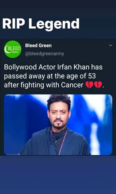 Rip Irfan Khan...