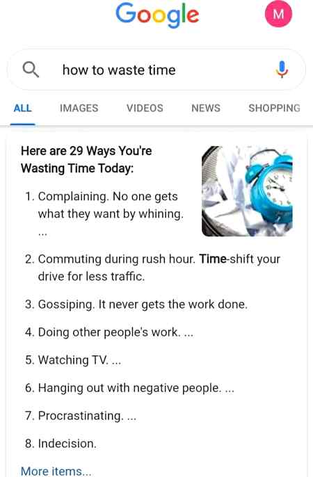 Ways of wasting time