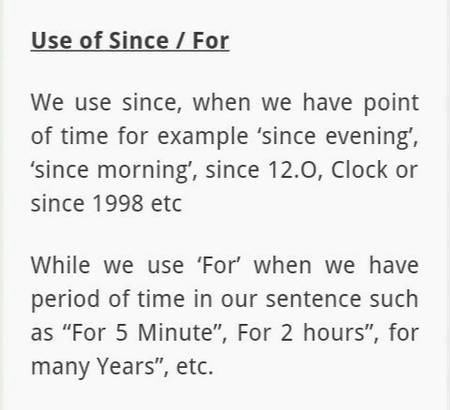Yaha present perfect continuous ki bt ho rhi ha... idher hmara present tense khatam ho gia ha... ab hum kal ko past tense kry gy students....
Since / for  ka istmal seekhy...