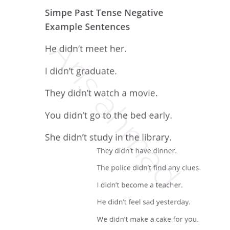 Yaha btaya gia ha k past indefinite k sentences ko negative ma change kaisy krna... neechy nazar kry students