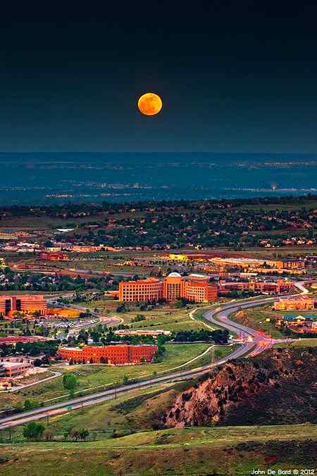 Supermoon above at city of colorado