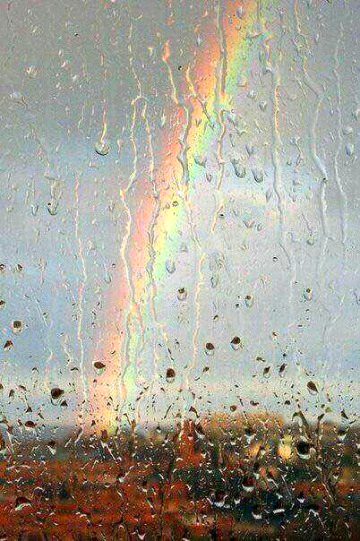 Beautiful view of rain drops and rainbow😍