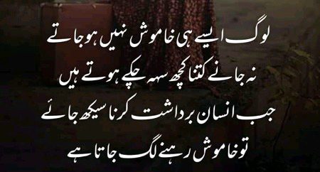 جب انسان برداشت کرنا سیکھ جاے تو خاموش رہنے لگتا ہے