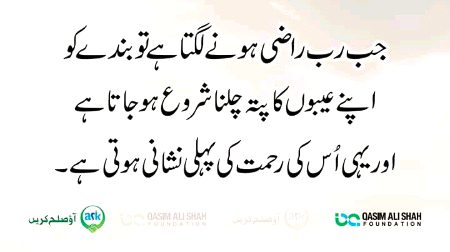 جب رب راضی ہوتا ہے تو بندے کو اپنی عیبوں کا پتا چلتا ہے۔