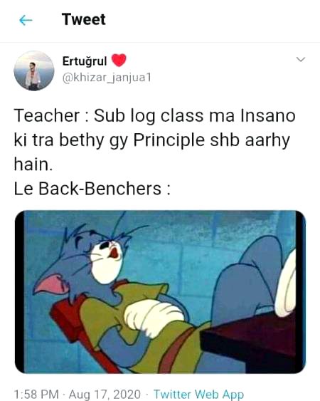 Backbenchers ki tu bt hi alag hai konsa aesa kam.hai jo vo nhin krte ..laughed to see