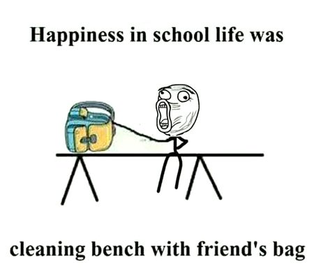 Apni friend k bag k sath bench ki dust saf kerna😞best memories