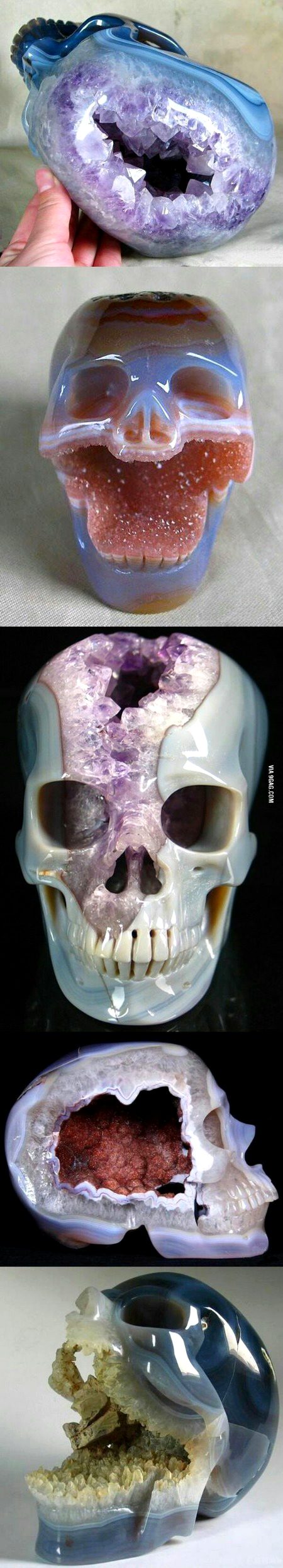Geodes carved into skull