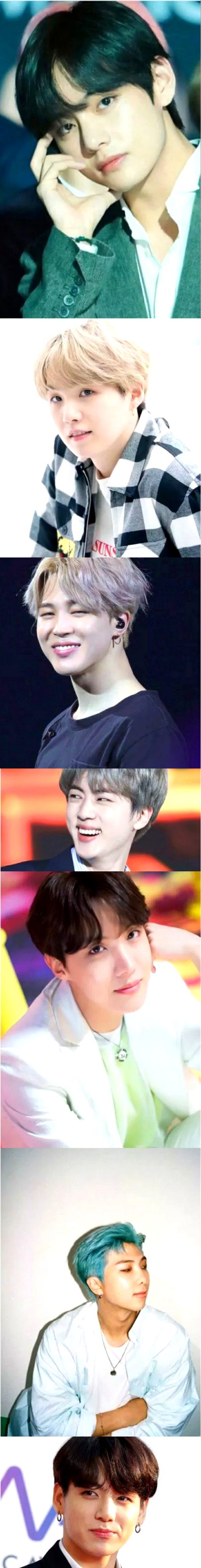 members of BTS also known as bangtan boys V , suga , RM , jimin , jin , jungkook , j-hope 💜💜💜
