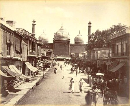 Street behind the Jama Masjid, Delhi

Photograph was taken by S.C. Sen in the 1880s.