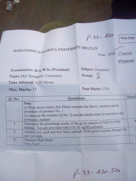 First practical of inorganic chemistry