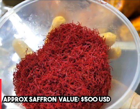 This is a type of masala and called as safron , this tinny weight is about Rs.80000 and it is used for only shaahi foods
