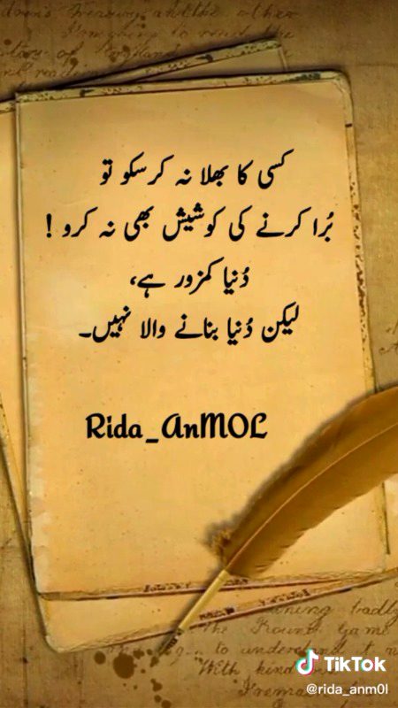 کسی کا بھلا نہ کر سکو تو برا کرنے کا بھی نہ سوچنا کیونکہ دنیا کمزور ہے لیکن دنیا بنانے والا نہیں