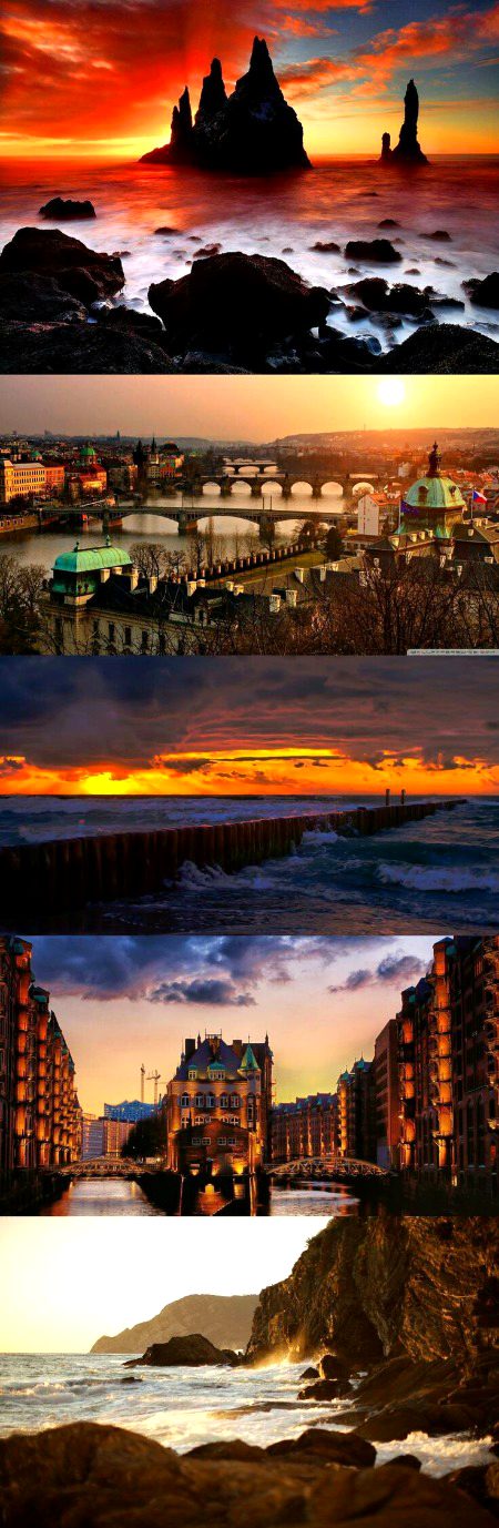 Beautiful rocky seacoast at sunset