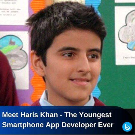 Meet Haris Khan, Hailing From Pakistani, he is a youngest Smart phone application developer in the word.He developed his First Application Super Soccer Kick'3d (a foothball game app) in 2014 at 11!
