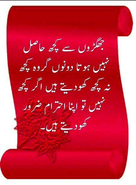 *ضدی عورت خوبصورت نہیــں ہوتی ... اور ضدی مرد قابل بھروسہ نہیــں ہوتا ... اگر یہ عادتیـں دونوں میــں ہوں ... تو رشتہ قائم نہیــں رہے گا ... رشتوں میں لچک دکھائیــــں اور کچھ یو ٹرن اچھے بھی ہوتے ہیـــــں .