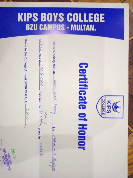 Alhumdulilah ..By the grace of Allah Almighty..Got Certificate of honor😊😊..Feeling blessed